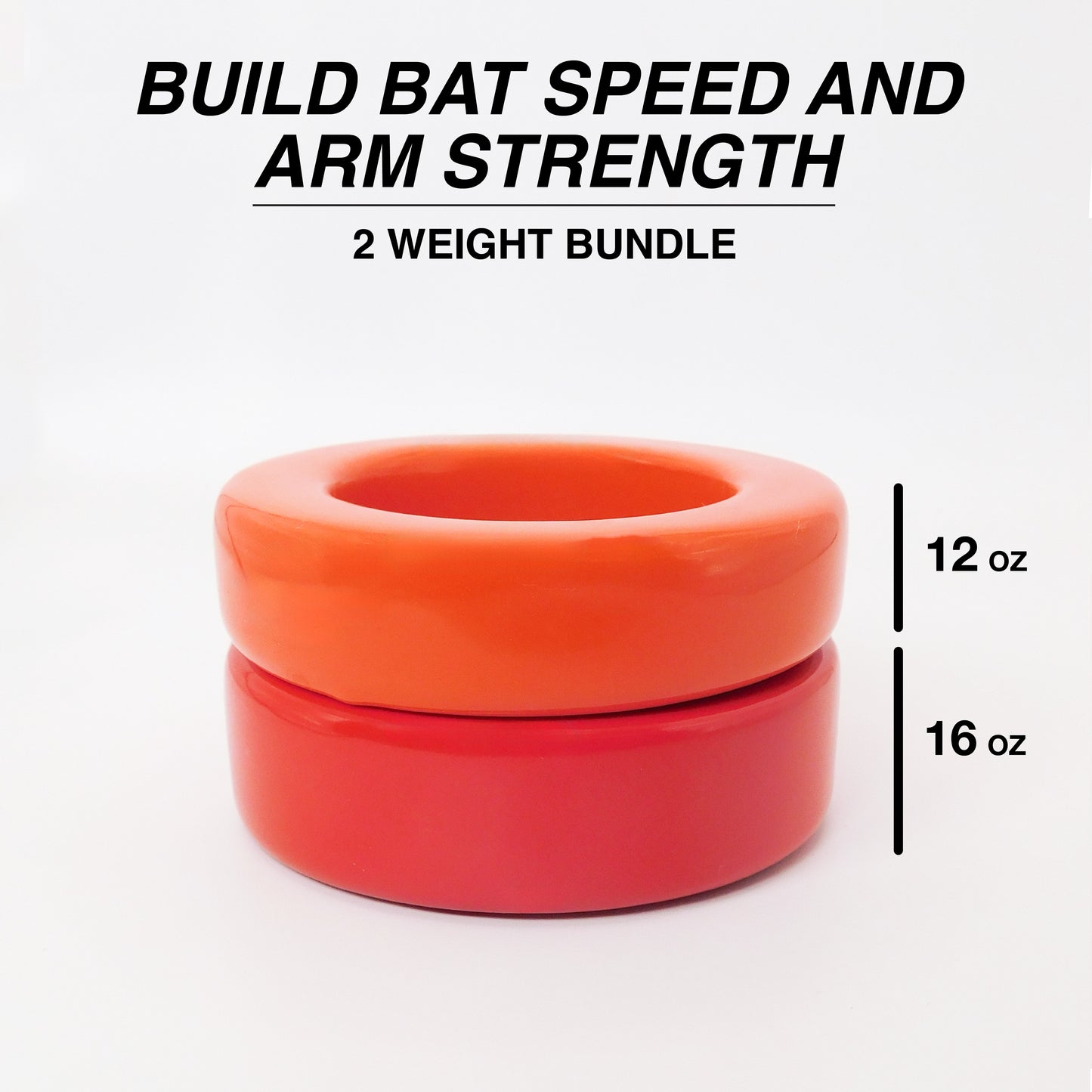 Markwort PowerSwing Baseball and Softball Donut Bat Weight Set - 12 Oz and 16 Oz