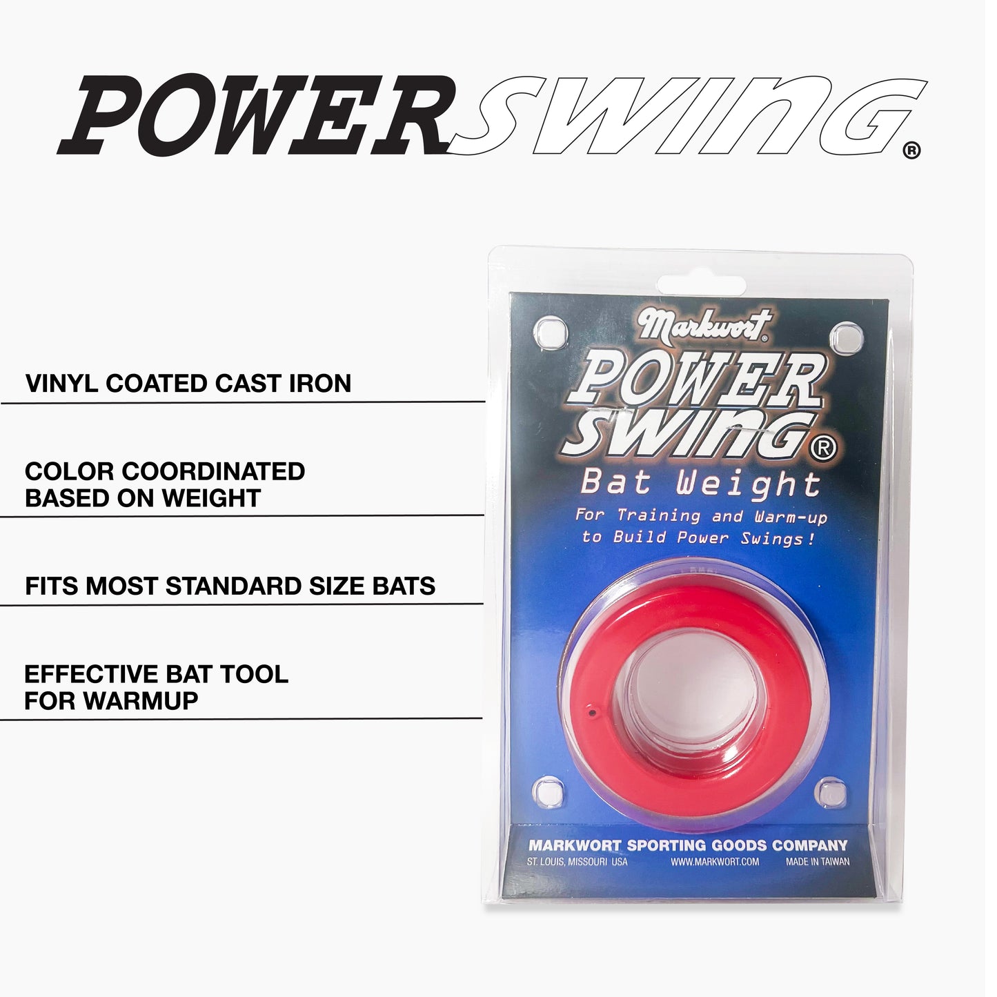 Markwort PowerSwing Baseball and Softball Donut Bat Weight Set - 12 Oz and 16 Oz
