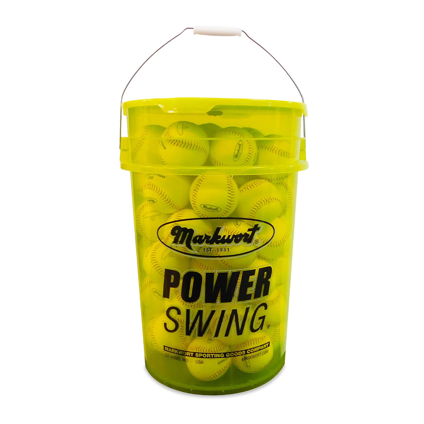 Markwort PowerSwing Baseball Bucket with 60 Practice Baseballs