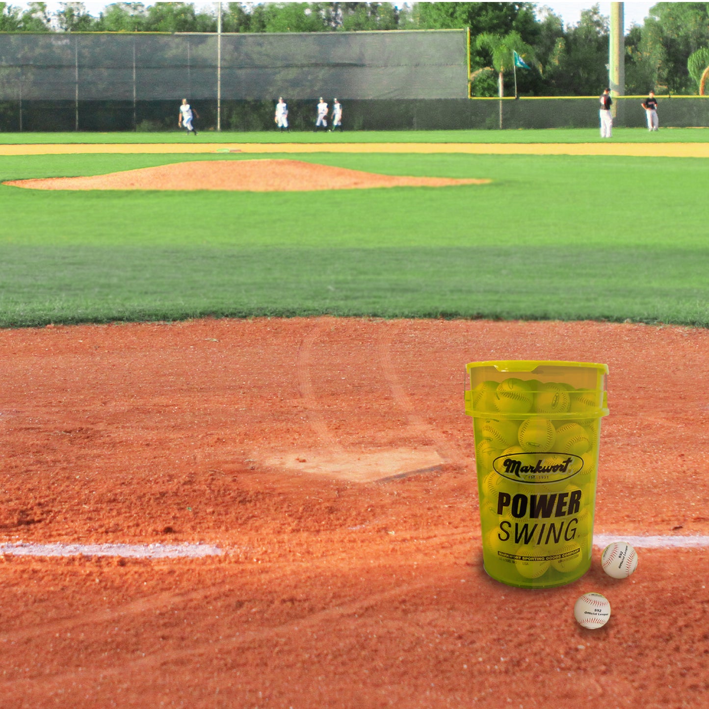 Markwort PowerSwing Baseball Bucket with 60 Practice Baseballs