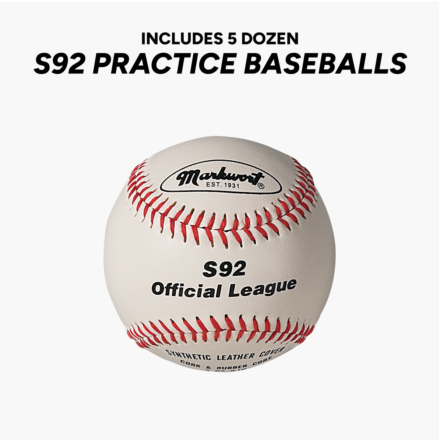 Markwort PowerSwing Baseball Bucket with 60 Practice Baseballs