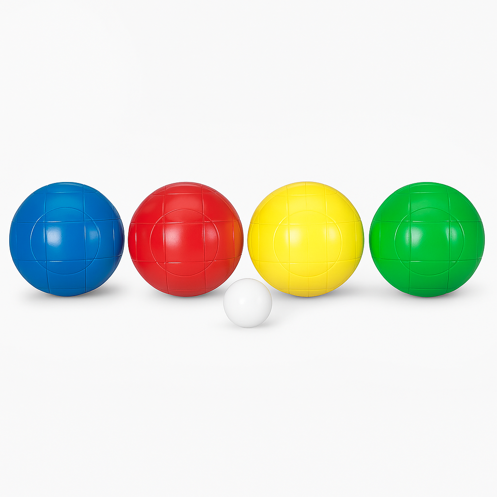 Markwort Lawn Bocce Ball Set – 9-Piece Set with 2 Balls Each in Blue, Green, Red & Yellow + White Jack Ball