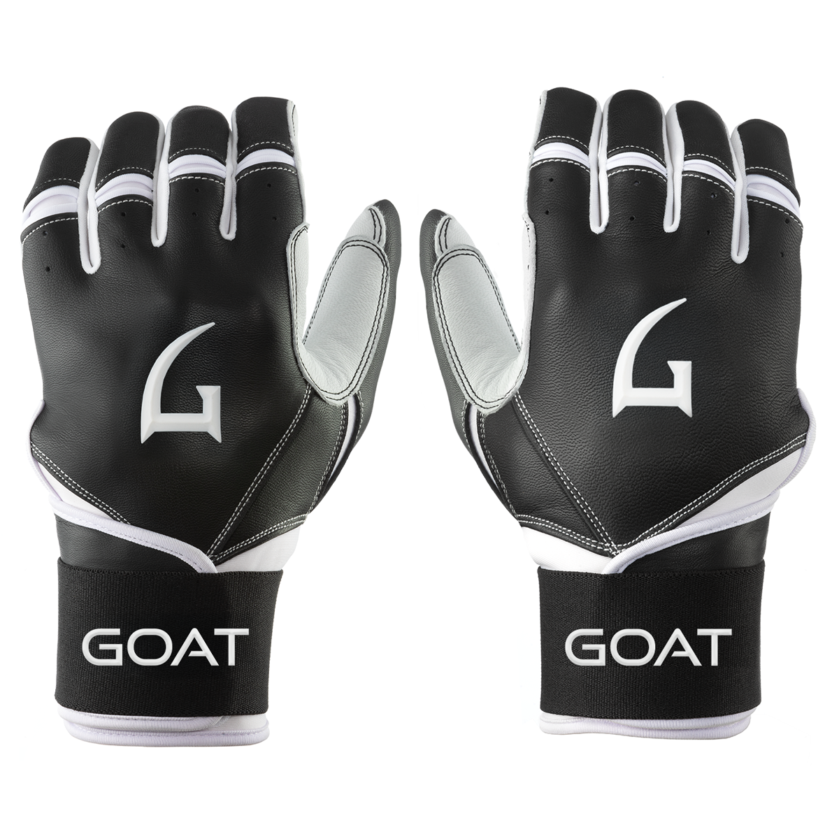Origin Series Long Cuff Black and White Batting Gloves - Youth