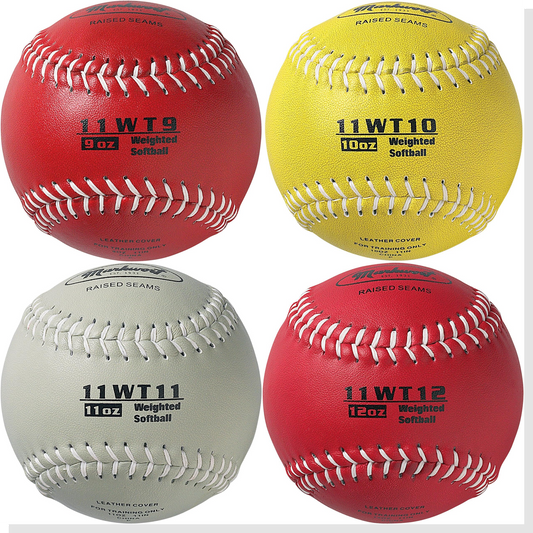 Markwort 11" Leather Softball Weighted Set - 9 Oz, 10 Oz, 11 Oz, 12 Oz