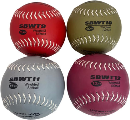 Markwort 12-Inch Weighted Training Softball Set (9, 10 , 11 and 12 oz)