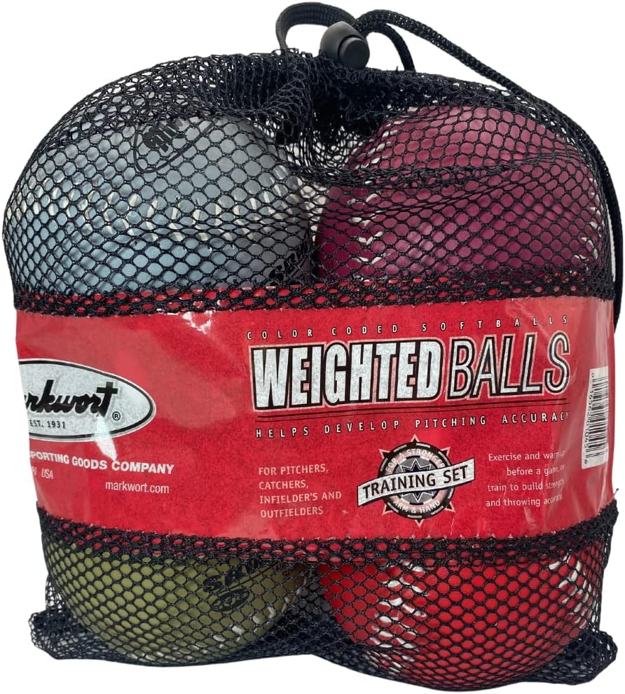 Markwort 12-Inch Weighted Training Softball Set (9, 10 , 11 and 12 oz)