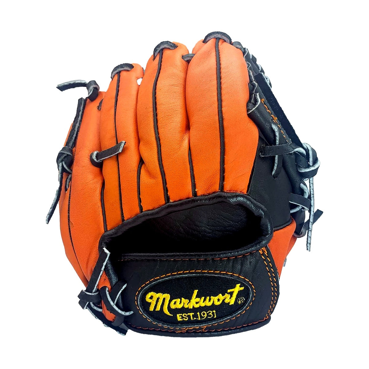 Markwort 9" T-Ball Baseball Glove – Right Hand Throw, Orange/Black
