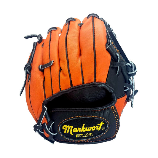 Markwort 9" T-Ball Baseball Glove – Right Hand Throw, Orange/Black