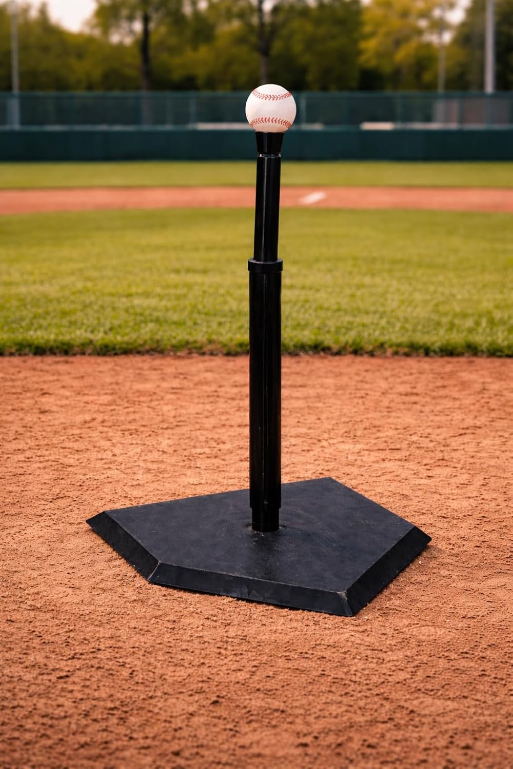Markwort Batting Tee with Black Home Plate – Adjustable 22–36 in, Heavy-Duty