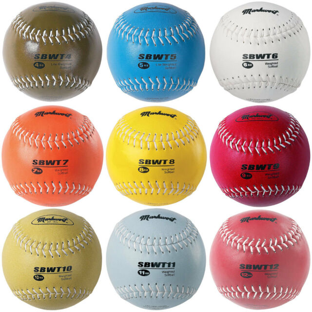 Markwort Weighted 12-Inch Training Softball - Leather Cover